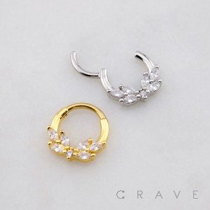 MULTI CZ MARQUISE CASCADE WREATH 316L SURGICAL STEEL SEPTUM HINGED SEGMENT RING